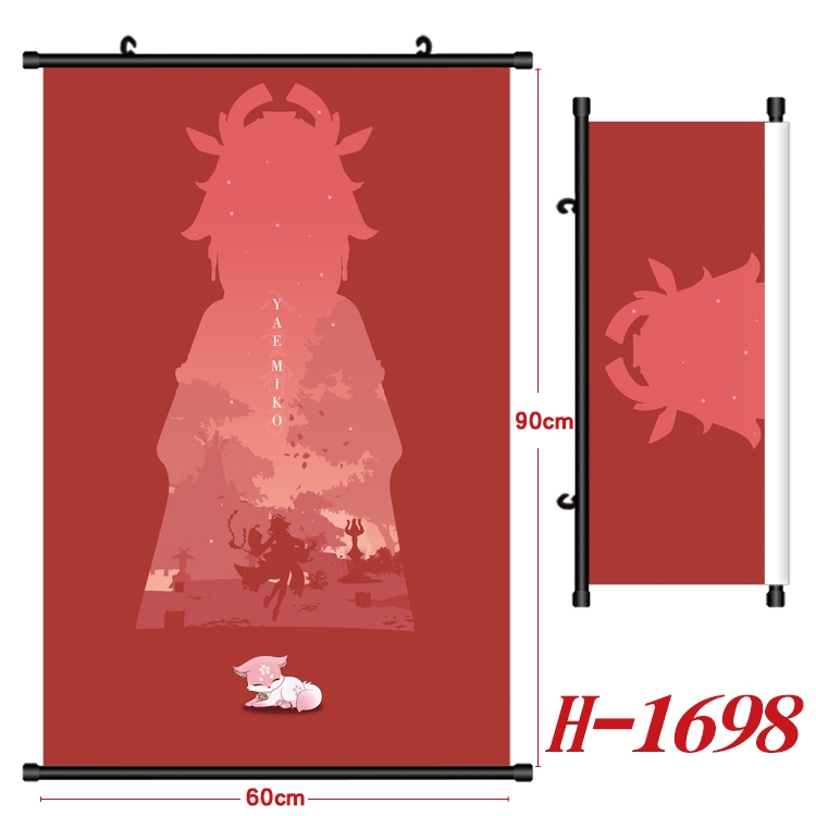 Genshin Impact  Anime Black Plastic Rod Canvas Painting Wall Scroll 60X90C H-1698AM