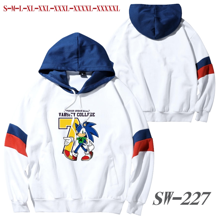 Sonic The Hedgehog Anime cotton color matching pullover sweater hoodie from S to 5XL SW-227