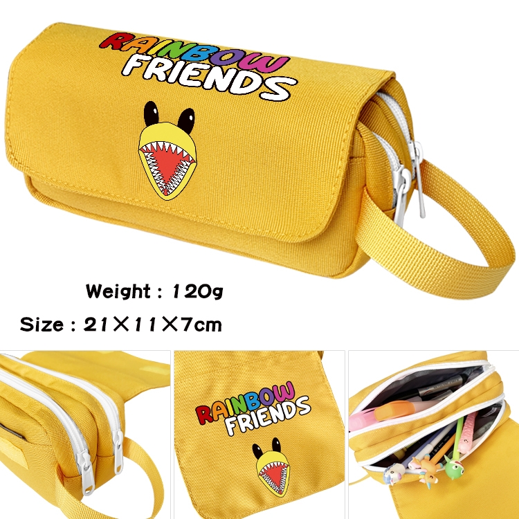Rainbow friends Anime Multi-Function Double Zipper Canvas Cosmetic Bag Pen Case 21x10x7.5cm