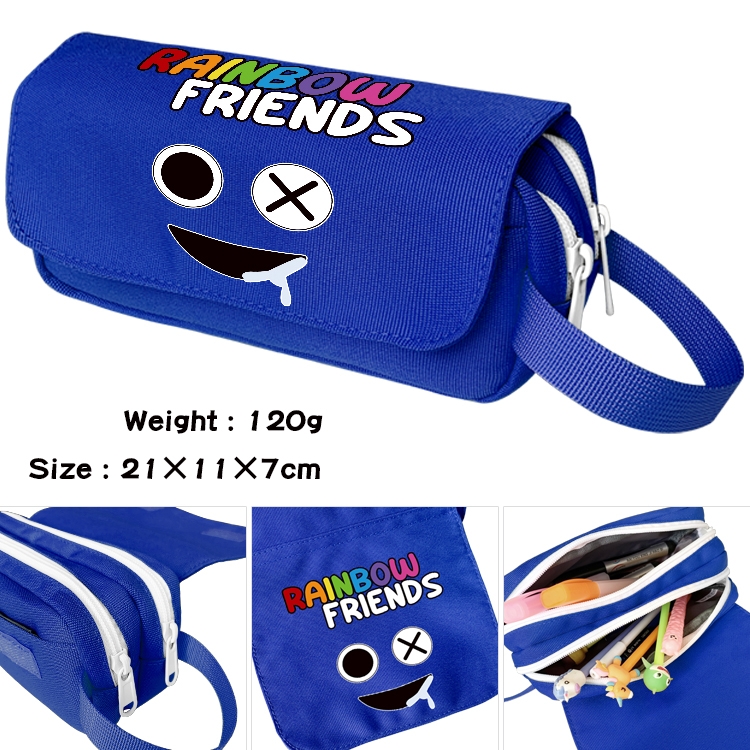 Rainbow friends Anime Multi-Function Double Zipper Canvas Cosmetic Bag Pen Case 21x10x7.5cm