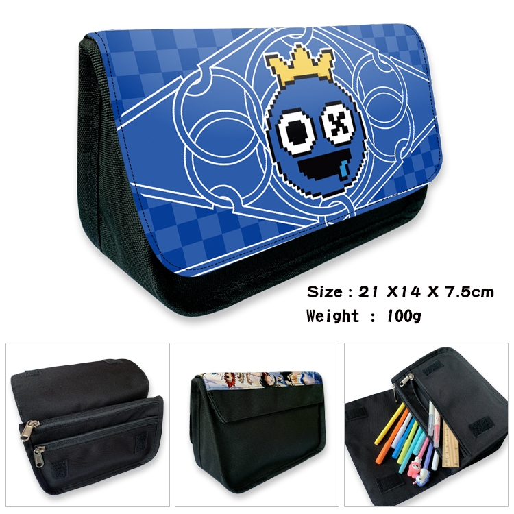 Rainbow friends Velcro canvas zipper pencil case Pencil Bag 21×14×7.5cm