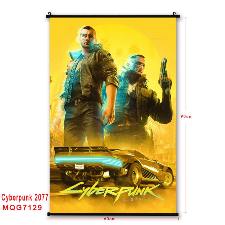 Cyberpunk Edgerunners Anime black Plastic rod Cloth painting Wall Scroll 60X90CM MQG-7129