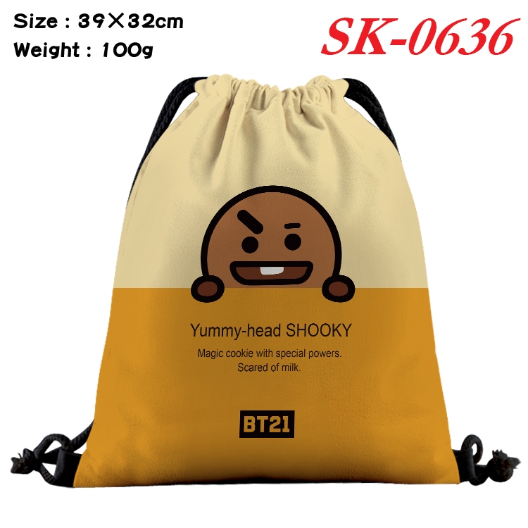 BTS Animation Waterproof Nylon Full Color Drawstring Pocket 39x32cm SK-0636A
