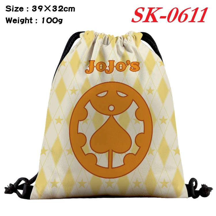 JoJos Bizarre Adventure cartoon Waterproof Nylon Full Color Drawstring Pocket 39x32cm SK-0611A