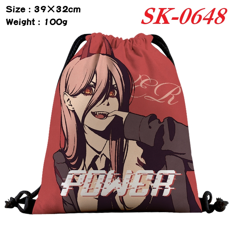 Chainsaw man cartoon Waterproof Nylon Full Color Drawstring Pocket 39x32cm  SK-0648A