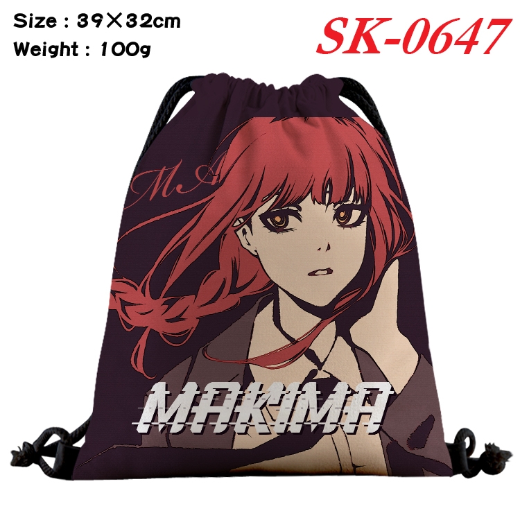 Chainsaw man cartoon Waterproof Nylon Full Color Drawstring Pocket 39x32cm SK-0647A