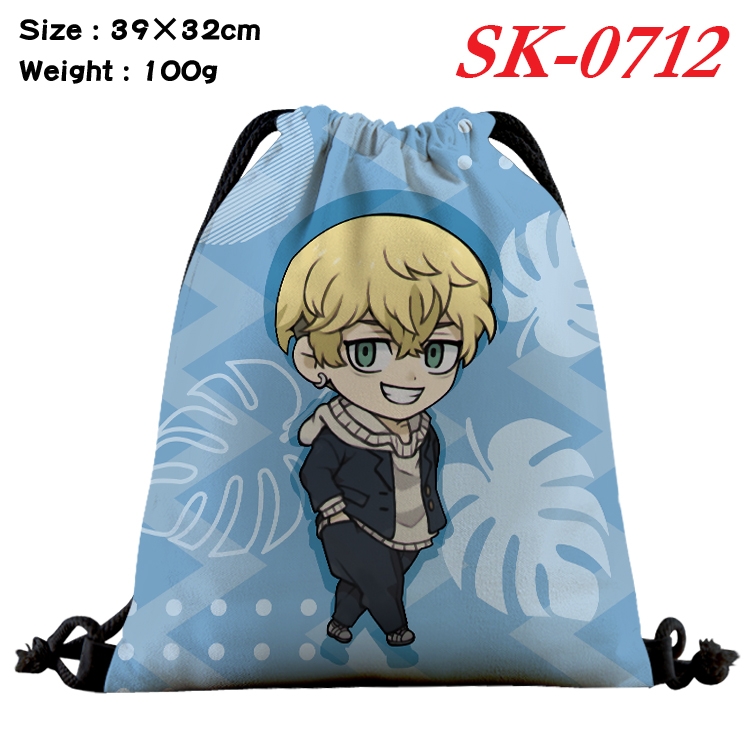 Tokyo Revengers cartoon Waterproof Nylon Full Color Drawstring Pocket 39x32cm  SK-0712A