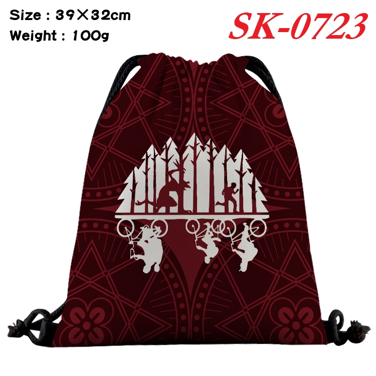Stranger Things cartoon Waterproof Nylon Full Color Drawstring Pocket 39x32cm  SK-0723A