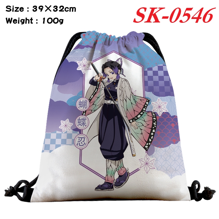 Demon Slayer Kimets cartoon Waterproof Nylon Full Color Drawstring Pocket 39x32cm  SK-0546A