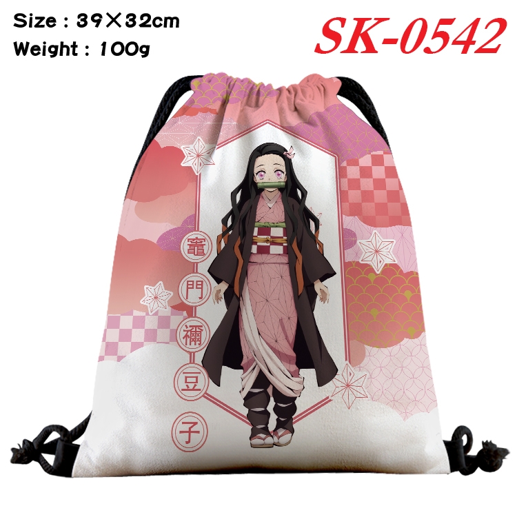 Demon Slayer Kimets cartoon Waterproof Nylon Full Color Drawstring Pocket 39x32cm SK-0542A