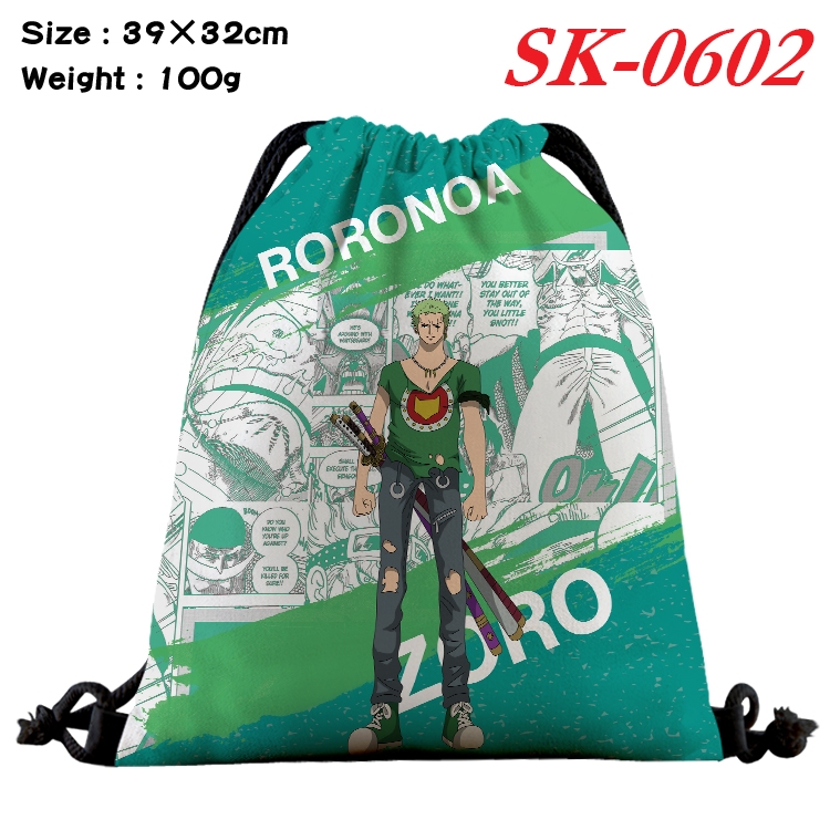 One Piece cartoon Waterproof Nylon Full Color Drawstring Pocket 39x32cm SK-0602A
