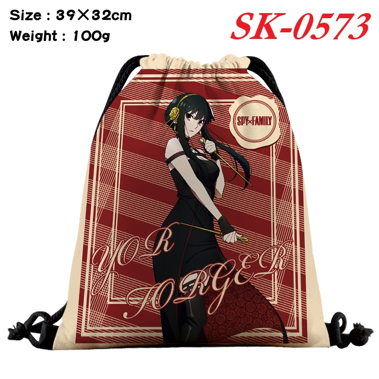 SPY×FAMILY cartoon Waterproof Nylon Full Color Drawstring Pocket 39x32cm SK-0573A