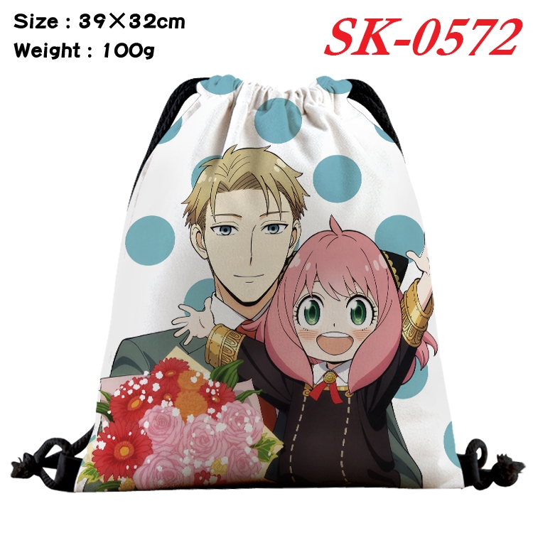 SPY×FAMILY cartoon Waterproof Nylon Full Color Drawstring Pocket 39x32cm SK-0572A