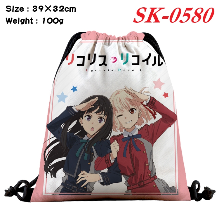 Lycoris Recoil cartoon Waterproof Nylon Full Color Drawstring Pocket 39x32cm SK-0580A