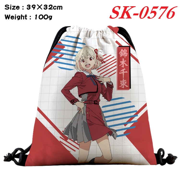 Lycoris Recoil cartoon Waterproof Nylon Full Color Drawstring Pocket 39x32cm SK-0576A