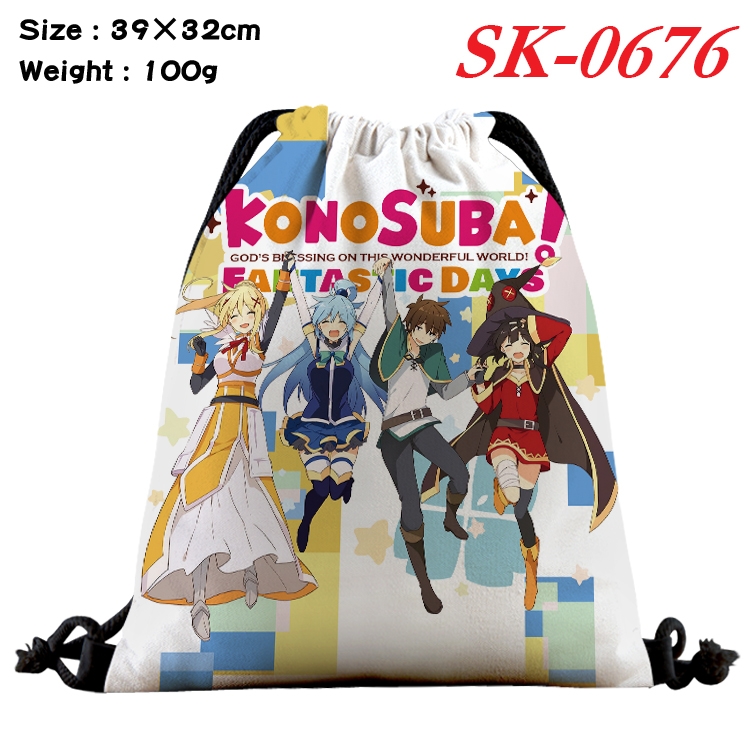 Blessings for a better world Anime perimeter waterproof nylon full color bundle pocket 39x32cm 100g