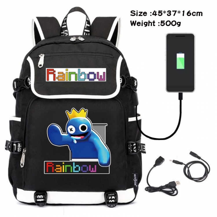 Rainbow friends Anime Flip Data Cable Backpack School Bag 45X37X16CM