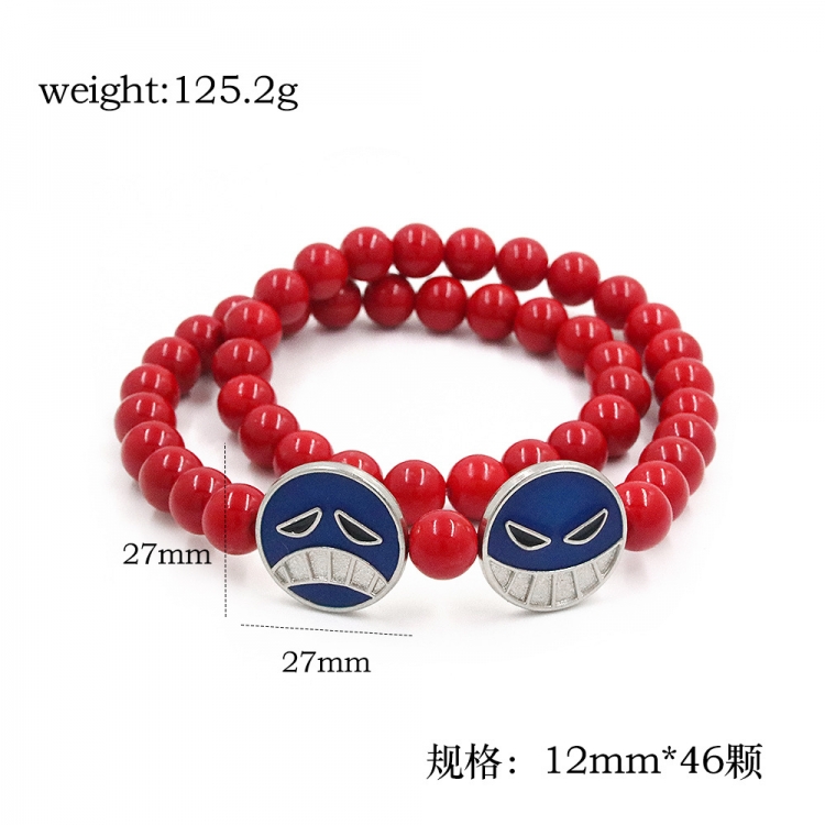 One Piece Ace Smiling Face Beaded Necklace price for 5 pcs OPP packaging