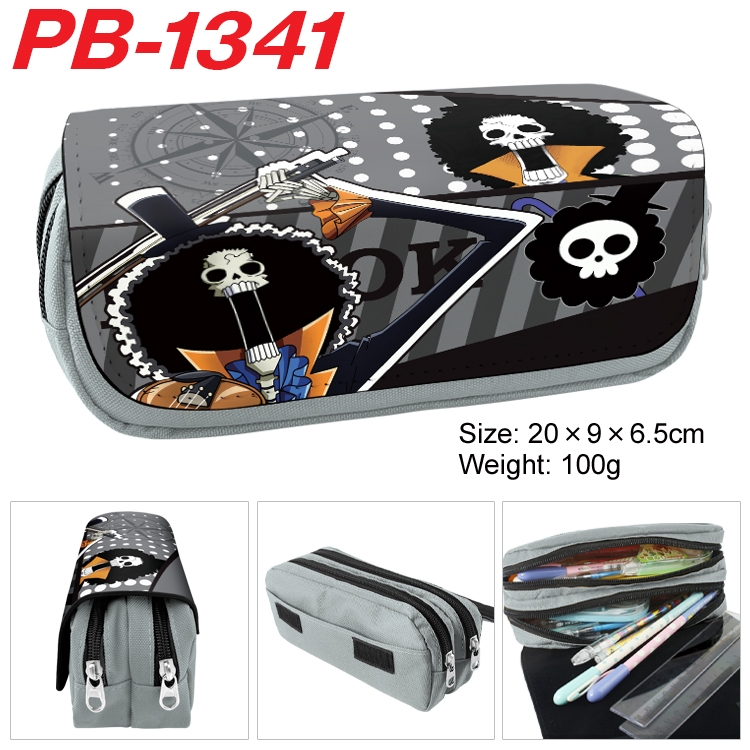 One Piece Cartoon double-layer zipper canvas stationery case pencil Bag 20×9×6.5cm PB-1341