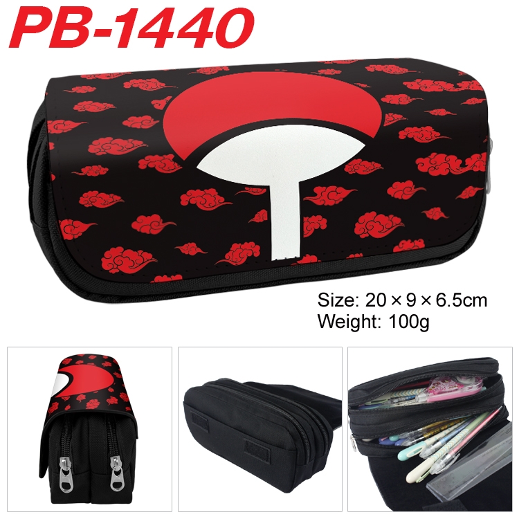 Naruto Cartoon double-layer zipper canvas stationery case pencil Bag 20×9×6.5cm PB-1440