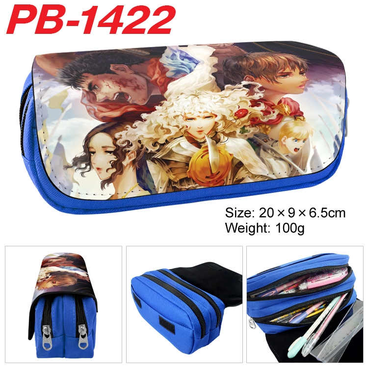 Berserk Cartoon double-layer zipper canvas stationery case pencil Bag 20×9×6.5cm PB-1422