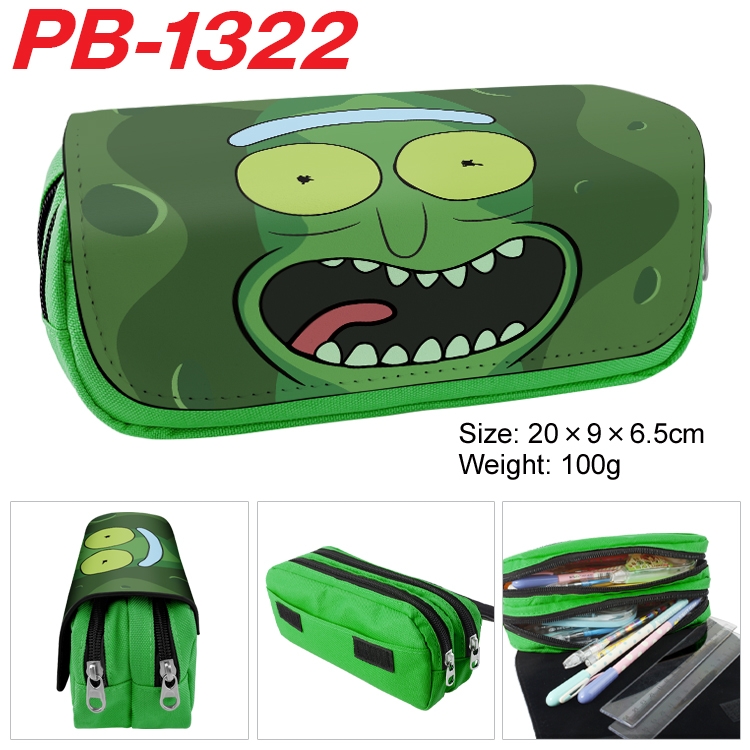 Rick and Morty Cartoon double-layer zipper canvas stationery case pencil Bag 20×9×6.5cm  PB-1322