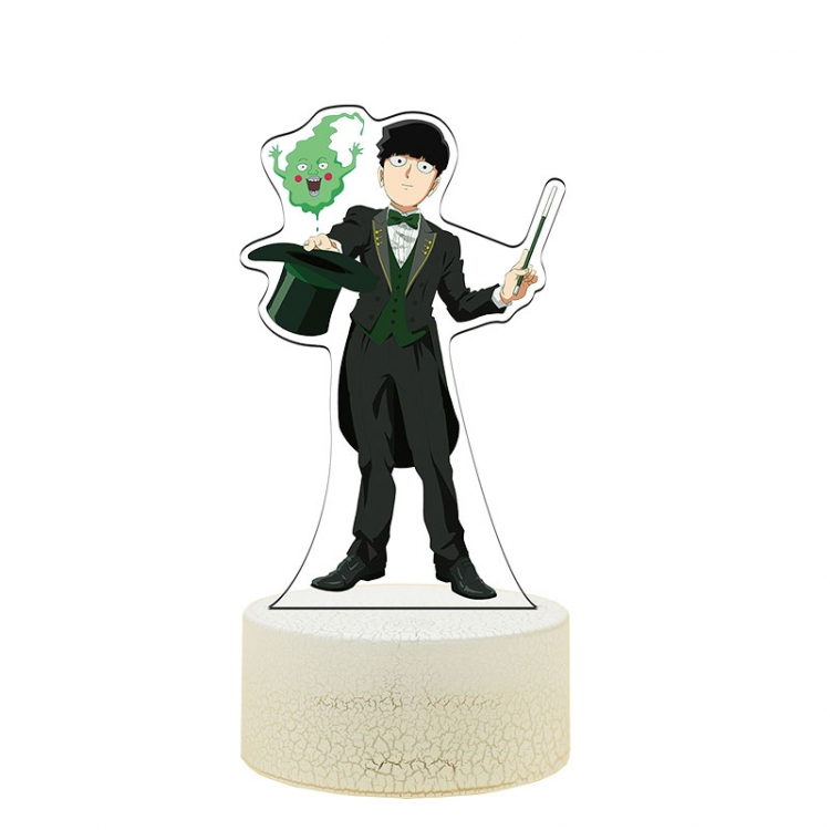 Mob Psycho 100 Acrylic night light 16 kinds of color changing USB interface box 14X7X4CM white base