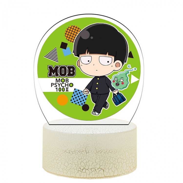Mob Psycho 100 Acrylic night light 16 kinds of color changing USB interface box 14X7X4CM white base