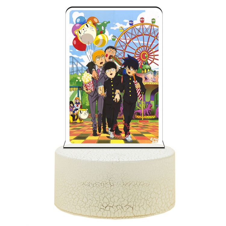 Mob Psycho 100 Acrylic night light 16 kinds of color changing USB interface box 14X7X4CM white base