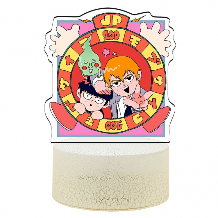 Mob Psycho 100 Acrylic night light 16 kinds of color changing USB interface box 14X7X4CM white base