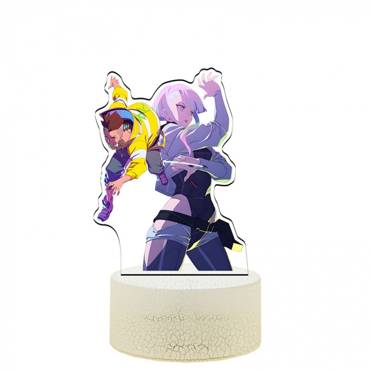 Cyberpunk Edgerunners  Acrylic Night Light 16 Color-changing USB Interface Box Set 19X7X4CM white base