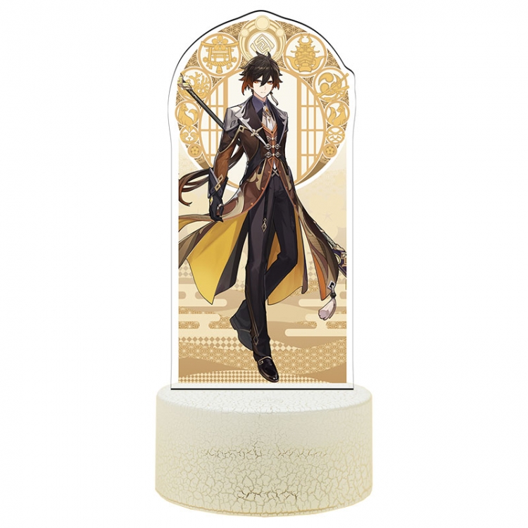 Genshin Impact Acrylic Night Light 16 Color-changing USB Interface Box Set 19X7X4CM white base