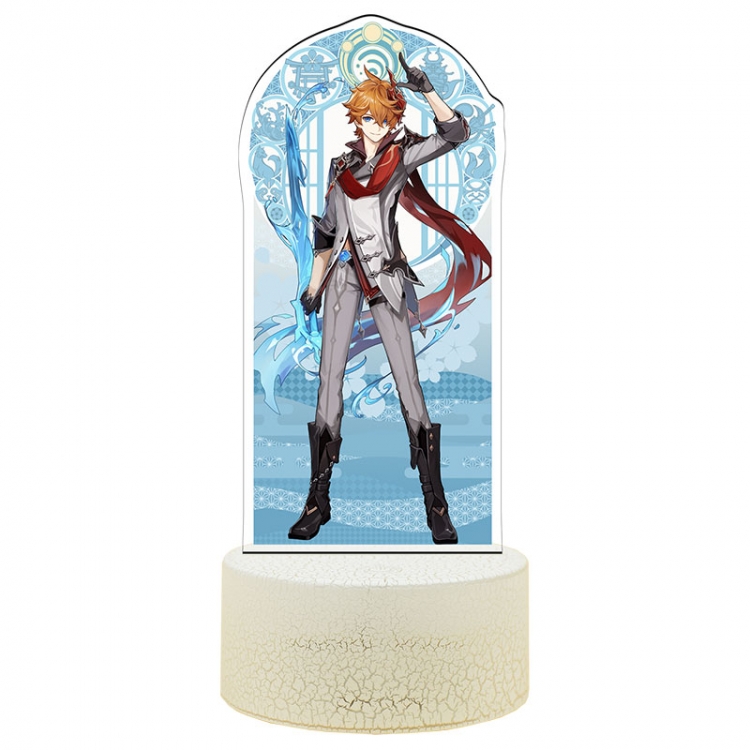 Genshin Impact Acrylic Night Light 16 Color-changing USB Interface Box Set 19X7X4CM white base