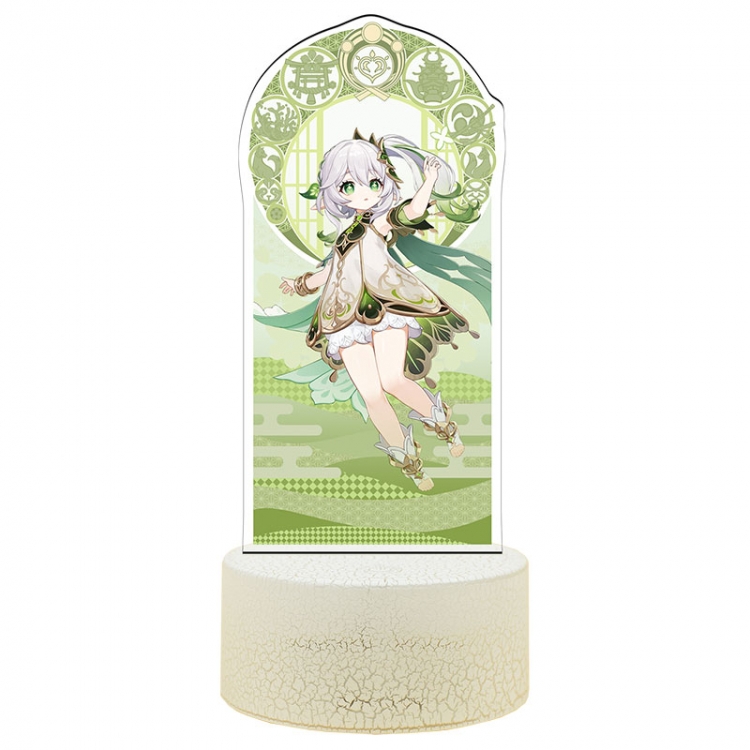 Genshin Impact Acrylic Night Light 16 Color-changing USB Interface Box Set 19X7X4CM white base