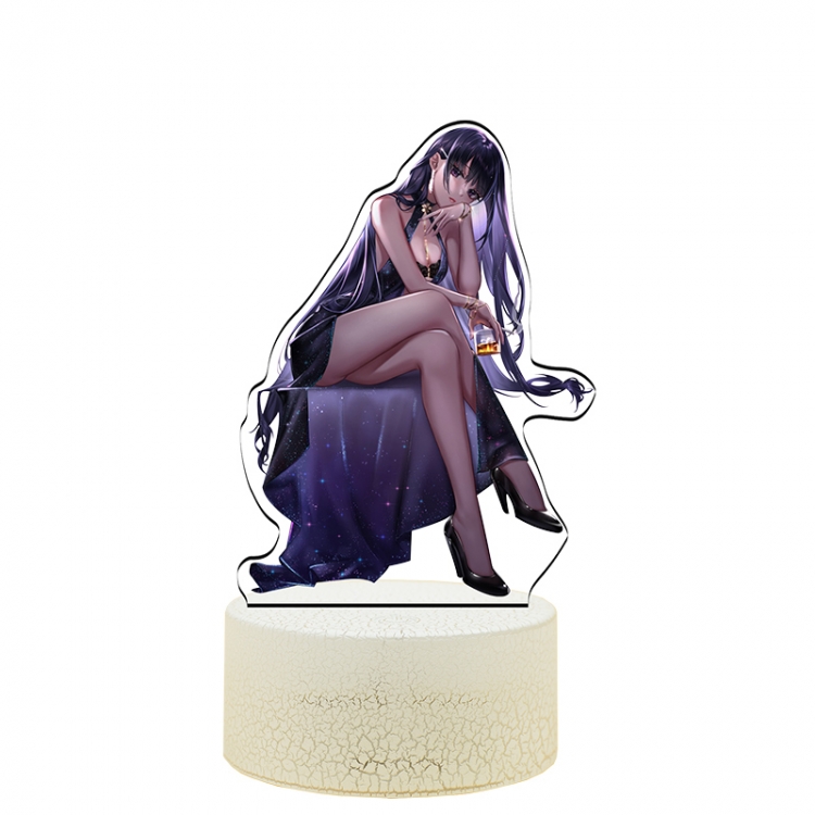 Genshin Impact Raiden ShogunAcrylic Night Light 16 Color-changing USB Interface Box Set 19X7X4CM white base