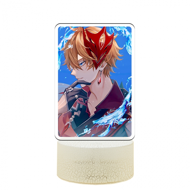 Genshin Impact Tartaglia Acrylic Night Light 16 Color-changing USB Interface Box Set 19X7X4CM white base