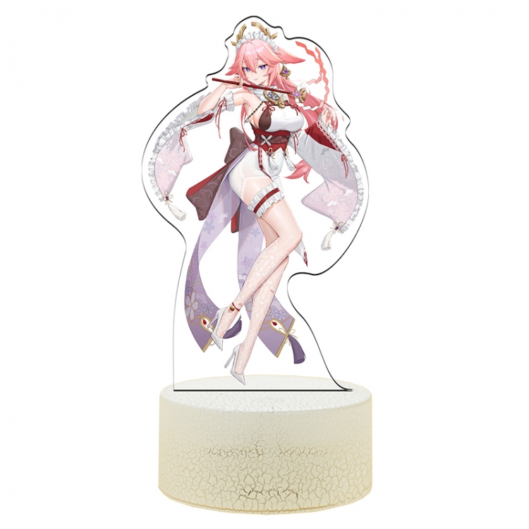 Genshin Impact Acrylic Night Light 16 Color-changing USB Interface Box Set 19X7X4CM white base