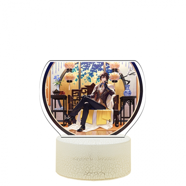 Genshin Impact Acrylic Night Light 16 Color-changing USB Interface Box Set 19X7X4CM white base