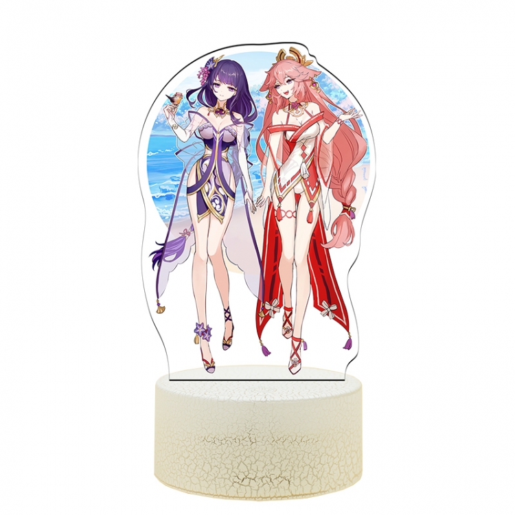 Genshin Impact Acrylic Night Light 16 Color-changing USB Interface Box Set 19X7X4CM white base