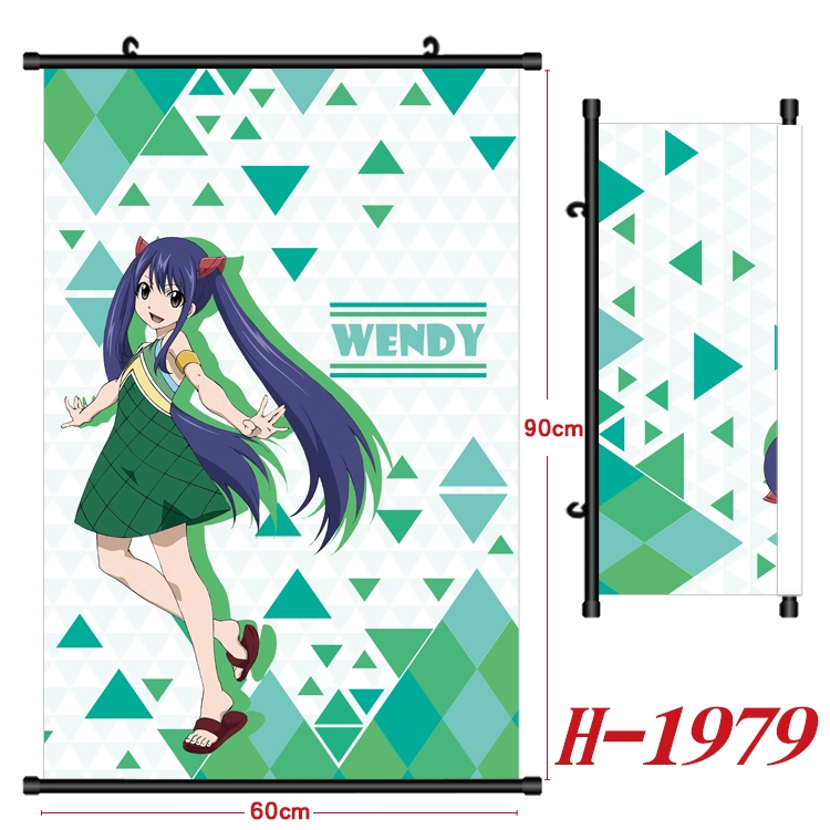 Fairy tail Anime Black Plastic Rod Canvas Painting Wall Scroll 60X90CM  H-1979