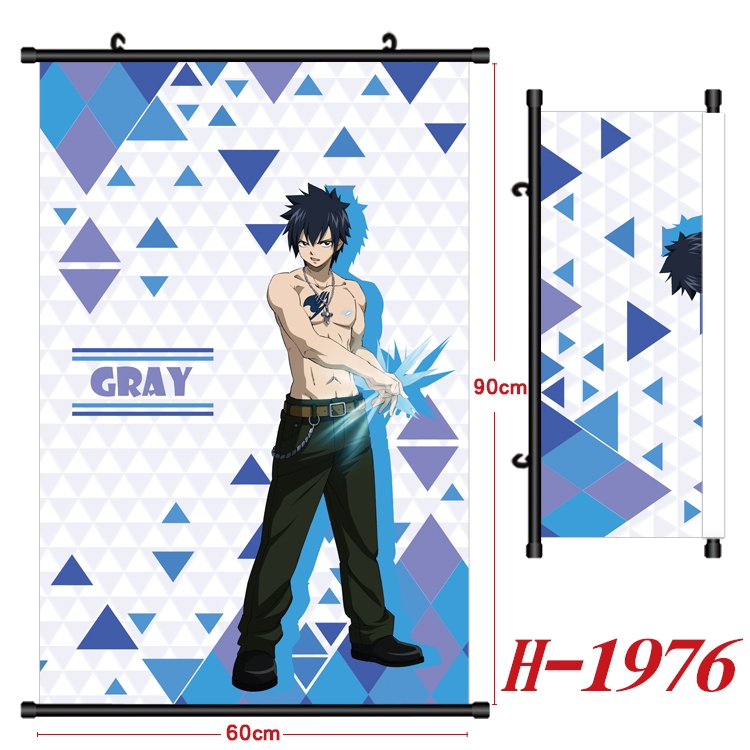 Fairy tail Anime Black Plastic Rod Canvas Painting Wall Scroll 60X90CM  H-1976