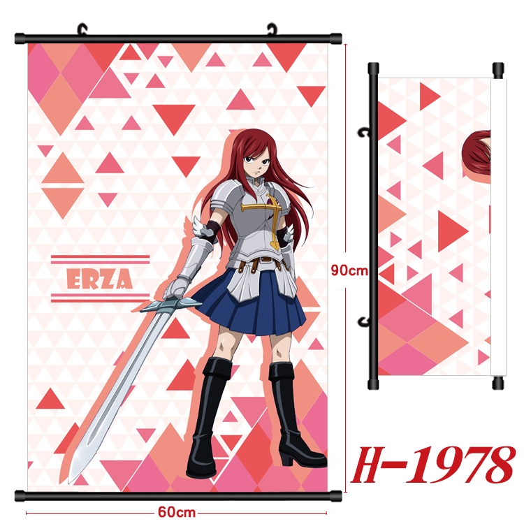 Fairy tail Anime Black Plastic Rod Canvas Painting Wall Scroll 60X90CM H-1978