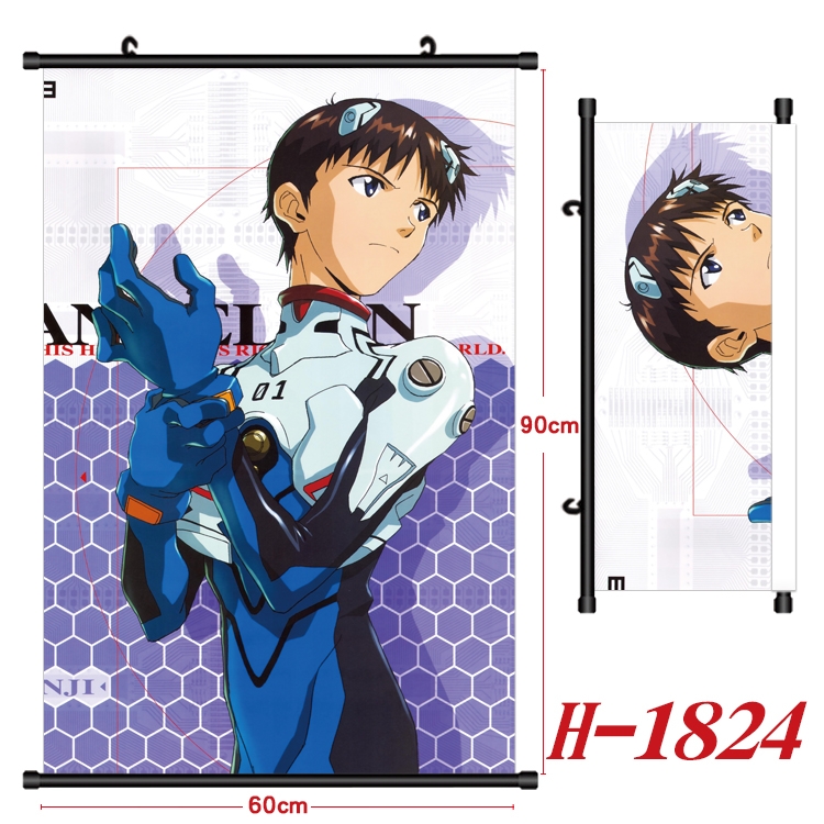 EVA Anime Black Plastic Rod Canvas Painting Wall Scroll 60X90CM  H-1824