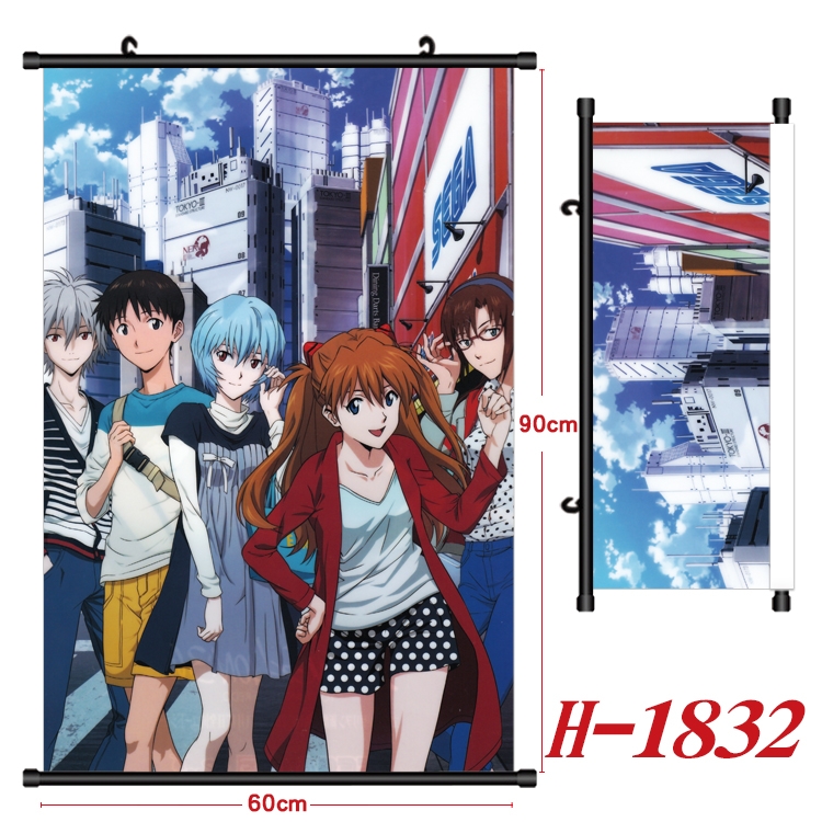 EVA Anime Black Plastic Rod Canvas Painting Wall Scroll 60X90CM  H-1832