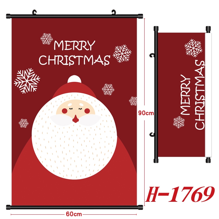 Christmas Cartoon Black Plastic Rod Canvas Painting Wall Scroll 60X90CM  H-1769