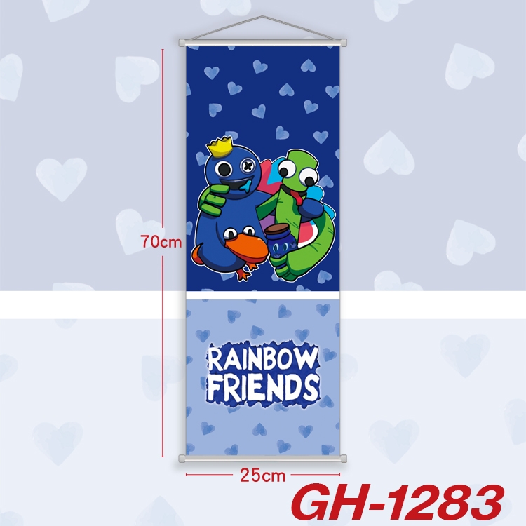 Rainbow friends Plastic Rod Cloth Small Hanging Canvas Painting Wall Scroll 25x70cm price for 5 pcs GH-1283A