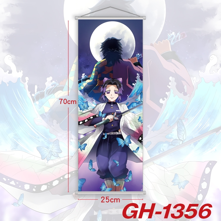 Demon Slayer Kimets Plastic Rod Cloth Small Hanging Canvas Painting Wall Scroll 25x70cm price for 5 pcs GH-1356A