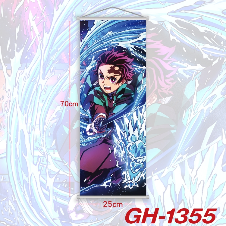 Demon Slayer Kimets Plastic Rod Cloth Small Hanging Canvas Painting Wall Scroll 25x70cm price for 5 pcs GH-1355A