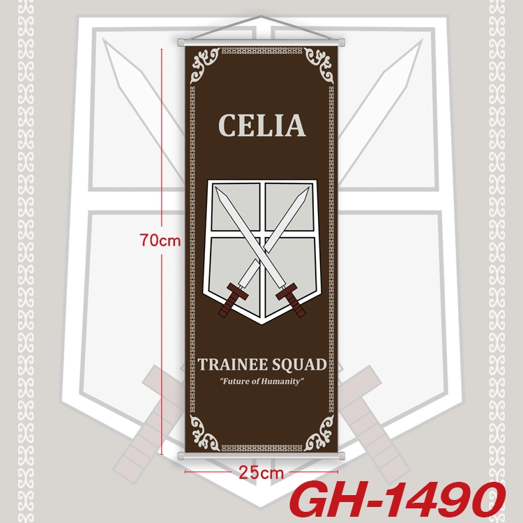 Shingeki no Kyojin Plastic Rod Cloth Small Hanging Canvas Painting Wall Scroll 25x70cm price for 5 pcs  GH-1490A