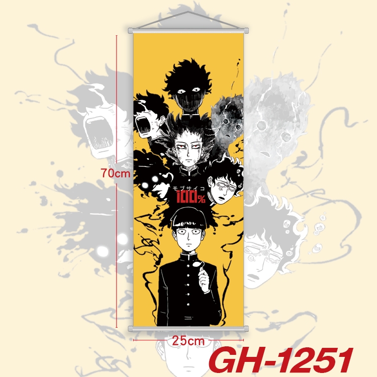 Mob Psycho 100 Plastic Rod Cloth Small Hanging Canvas Painting Wall Scroll 25x70cm price for 5 pcs GH-1251A